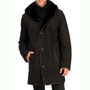 Christia Mens Black Shearling-Lined Suede Stroller